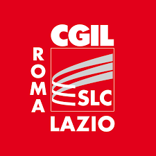 quadrato rosso con la scritta slc cgil roma e lazio